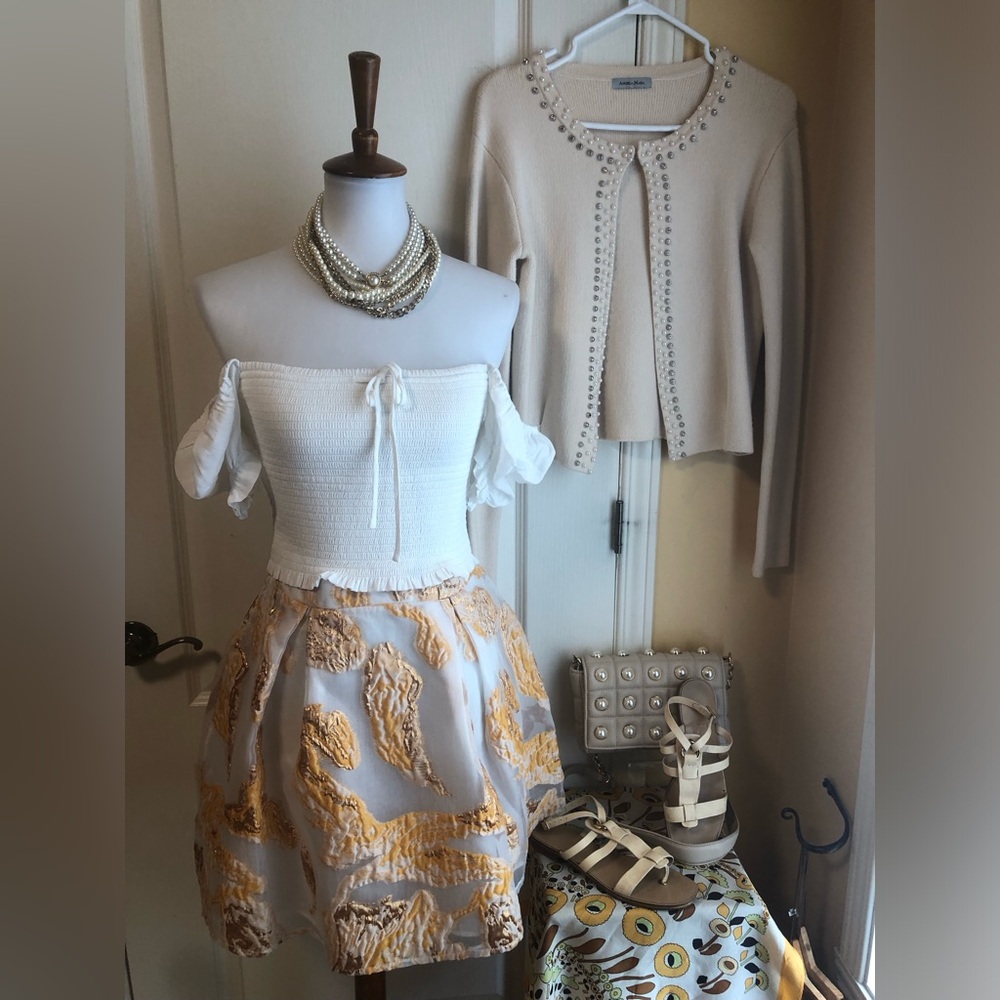 bubble Skirt with Gold Textured Appliqué